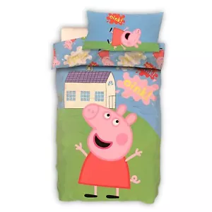 Set letto 2pz copripiumino Peppa Pig 150x220cm + federa 45x110cm 4031 - Foto 1 di 3