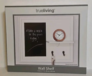 Trueliving Wall Shelf w/ Chalkboard & Key holder White 13.8" x 11.7" NEW in box - Picture 1 of 3