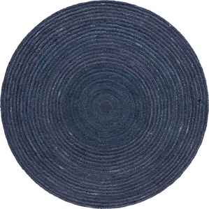 Rug Round in Jute Hand Woven Farmhouse Jute Door Mat Area Rug Boho Rug, Blue - Picture 1 of 4