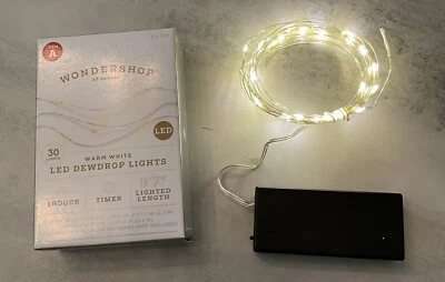 4 Pack 30 Battery Operated LED Dewdrop Fairy Lights Warm White Silver Wire - Image 1 of 4