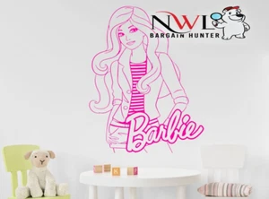 Barbie Doll Vinyl Wall Sticker Wall Window Car Door Home Decal Kids Child Girls - Picture 1 of 7