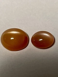 2 Peach  Color Moonstones With Chatoyancy Cat’s Eye 11x9 & 9x7 - Picture 1 of 14