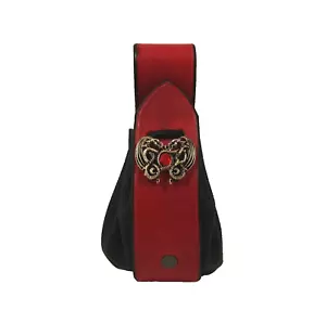 Lederbeutel Talersack Leder rot Drachenherz Zierniete Beutel Mittelalter Dragon - Picture 1 of 6