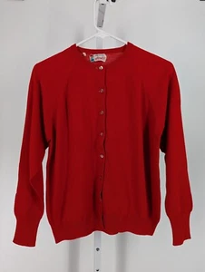 Vintage 60s Mod Italian Knit Minimal Red Button Sweater Size 36" Italy - Picture 1 of 3