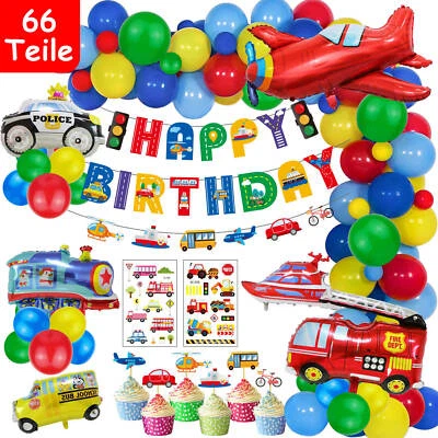 FAHRZEUGE BALLON DEKO Kindergeburtstag Kinder Geburtstag Folienballon Autos Cars - Bild 1 von 4