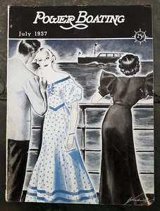 July 1937 Power Boating Magazine w/J. Howard Miller Cover - Imagen 1 de 3