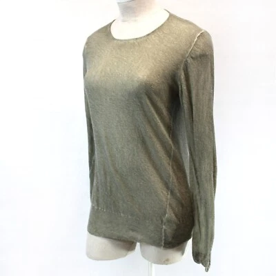 Emporio Armani Khaki Green Grey Cotton Linen Top Sweater, Size 50 Large Italy - Image 1 of 4