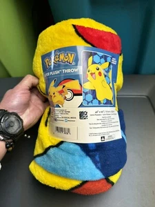 2016 Pokemon PIKACHU Super Plush Throw Blanket 46" X 60โ NWT - Picture 1 of 4