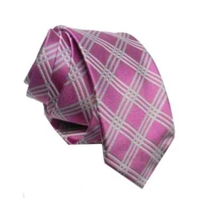 Cravate Rose Soie à Carreaux Gris Blanc Facile Abbianta Avec Gris Made IN Italy - Bild 1 von 1