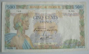 FRANCIA 500 franchi 1941 XF colorato Pax Pick 95a donna liberty guerra mondiale Parigi - Foto 1 di 2