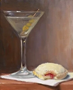 Martini & Uncrustable 18x24 NOAH VERRIER Still life oil painting, Signed print - Picture 1 of 1