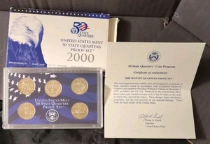USA Mint Proof Set Jahr 2000 / 5 Quarters Zertifikat Echtheit. - Bild 1 von 4