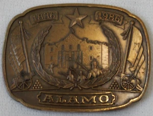 La Difesa di Alamo 150° Anniversario Fibbia Cintura Bronzo Vintage 1986 - Foto 1 di 3