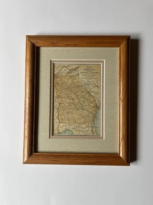 1891 GEORGIA "Copper" State Map by Matthews-Northrup Co. Frame/Mat SEE DESCRIP - Image 1 of 3