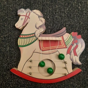 Vintage Wooden Rocking Horse Door Chime Christmas Decor Old World Wall Decor Vtg - Picture 1 of 5