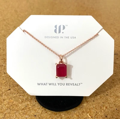 BP Bomb Party Necklace Pink Sapphire & Quartz Rose Gold Plated NK84151 18” NWT - Image 1 of 4