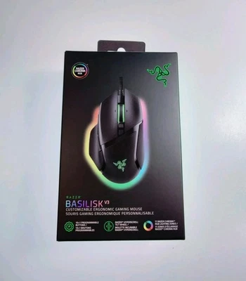 New Razer Basilisk V3  Customizable Ergonomic Wired Gaming Mouse ( Black Sealed - Image 1 of 4