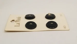 La Mode runde schwarze 2-Loch Knöpfe Größe 24 - (5/8") 4 auf Karte neu aus altem Lagerbestand Japan - Bild 1 von 4