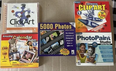Vintage PC Software Lot PhotoPaint Studio 5000 Photos ClipArt Calendar Maker - Image 1 of 4