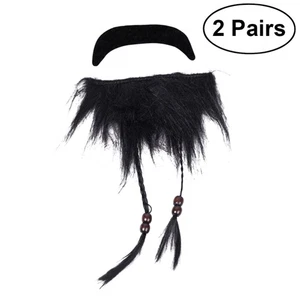  2 Pcs Halloween Costume Accessory Dressing up Beards Decorations Men - Picture 1 of 12