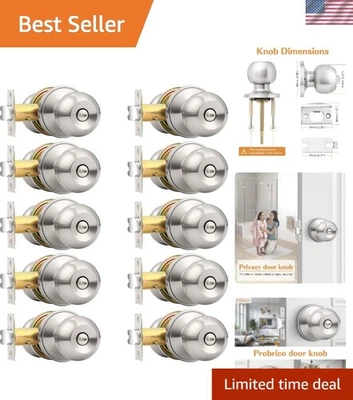 可调式不锈钢隐私门把手 - 10 件装拉丝镍饰面 — 第 1/4 张图片