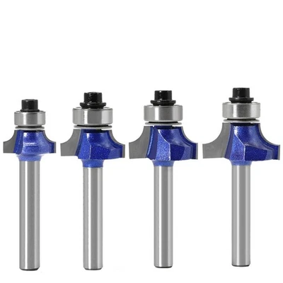 4X 6mm Alloy Shank Round Over Router Edging Bit Woodworking Tool Set Kits - Image 1 of 4