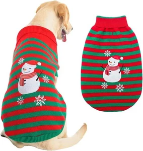 Large Dog Christmas Winter Jumper Snowman Outfit Coat Red Green 50.8cm - New - Picture 1 of 5