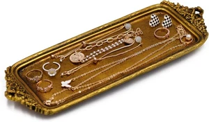 Vintage Gold Schmuck Deko Tablett, Parfüm Organizer Schmuck 11,5 x 4 cm - Bild 1 von 6