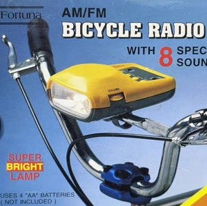 New VTG FORTUNA Bicycle AM/FM Radio Torch Yellow 8 Sound Effects Light 90s - Picture 1 of 11