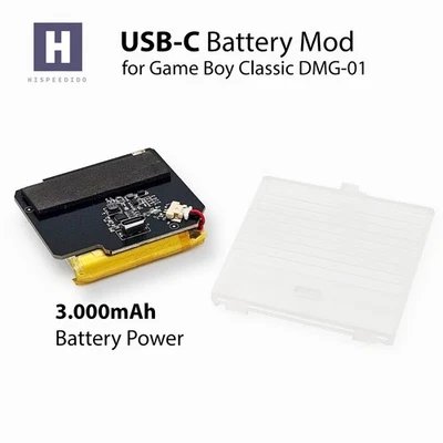 FÜR NINTENDO Hispeedido USB-C 3.000mAh Battery Pack inkl. Akku Deckel für Game Boy Classic...