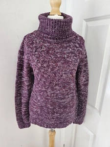 Brave Soul Roll Neck Acrylic Chunky Knit Jumper Sparkly Burgundy - Size 10-12 - Picture 1 of 5