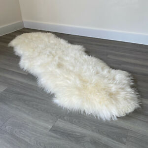 Double Natural Sheepskin Rug - Large 2 Skin White Extra Thick Fleece RRP £74.99