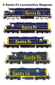 Locomotoras azules Santa Fe 5 imanes de Andy Fletcher - Imagen 1 de 1