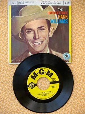 "The Unforgettable Hank Williams"  45 rpm EP 4 SONGS MGM X1638 Vol II VERY NICE - Image 1 of 4