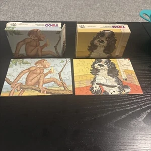 lot of 2 vintage Tuco puzzle's complete 30 Piece Children’s Dog And Monkey W/box - Picture 1 of 4