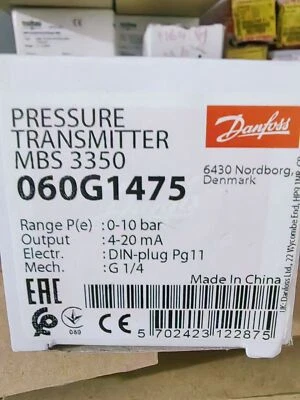 Danfoss MBS3350 060G1475 Pressure Transmitter 0-10bar  FedEx or DHL - Image 1 of 2