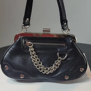 Wilsons Leather Maxima mini clutch purse with silver chain general bordeaux - Picture 1 of 10