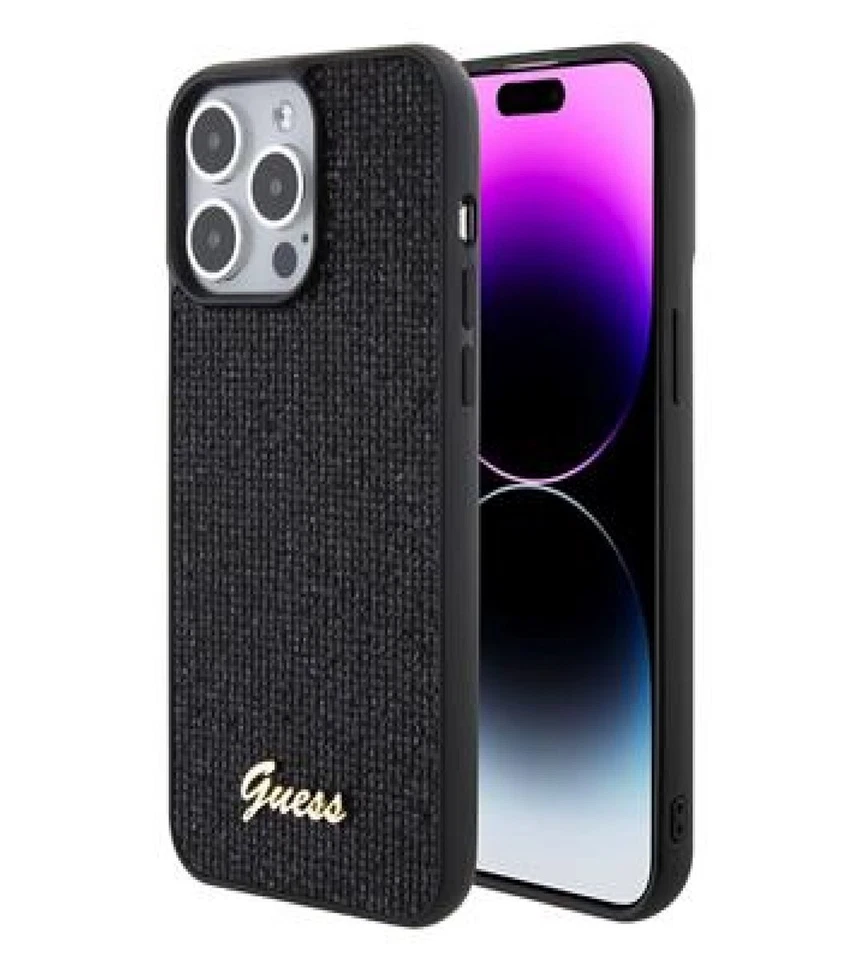 Guess Custodia Rigida Protettiva Disco Metallo Script IPHONE 15 Pro 6,1 Nero - Immagine 1 di 1
