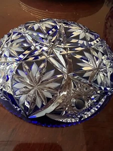 Nachtmann Cut To Clear Cobalt Blue Bowl Round  Candy Dish - Picture 1 of 14