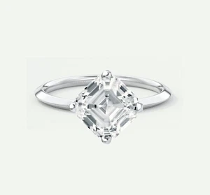 IGI E/VVS 3 Ct Turned Asscher Lab Created Grown Diamond Solid Ring 950 Platinum - Picture 1 of 2
