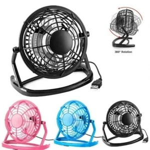 Retro Mini Desk Fan 4 Inch 360 Rotation Silent Portable Cooler Power By USB Home - Picture 1 of 14