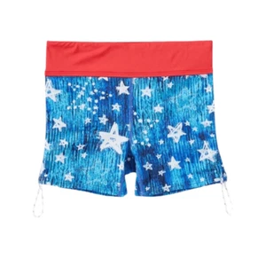 TYR Girls Red and Blue Stars Swim Shorts, Size XS (4-5), NWT - Picture 1 of 6