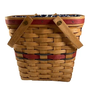 Longaberger All American Collection 2 Quart Basket 1991 Flag Liner Protector - Picture 1 of 5