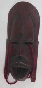 Fatto Mano Maschera di Legno Africano Unico Misura: 33 CM - Foto 1 di 7