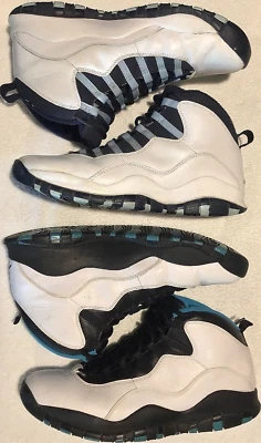 Jordan X Retro 10 Pó Branco Azul Gelo Preto 2005 Masculino 12 🏀 310805 141 Lote: 3 - Imagem 1 de 4