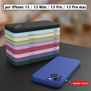 Cover Custodia per iPhone 13 / Mini / Pro Max in Silicone Opaco Bordi piatti - Imagen 1 de 18