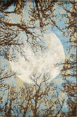 Nature Print Wool/ Silk Modern Abstract Oriental Area Rug Handmade 6x8 Carpet - Image 1 of 4