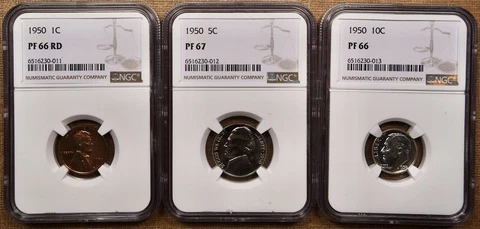 1950 Original Proof Set, NGC PR62-67 & consec number slabs! DavidKahnRareCoins Cover