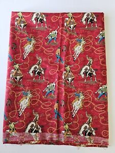 Vintage  Springs Cowboy Rodeo Western Horse Fabric 2 Yards By 42" 