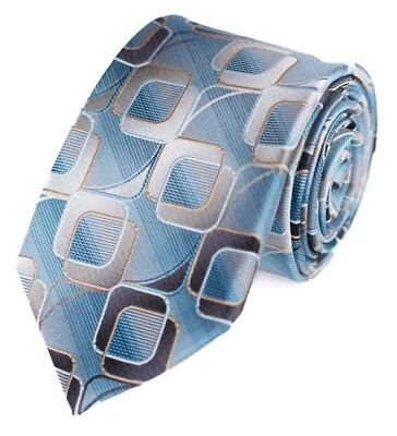 Corbata Concepts by Claiborne para hombre azul y plateada con patrón geométrico 59" usada en excelente estado Foto 1 de 4